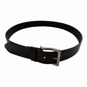 Aspen Black Leather Belt Men 40 Silver Buckle Handcrafted In USA Everyday Casual